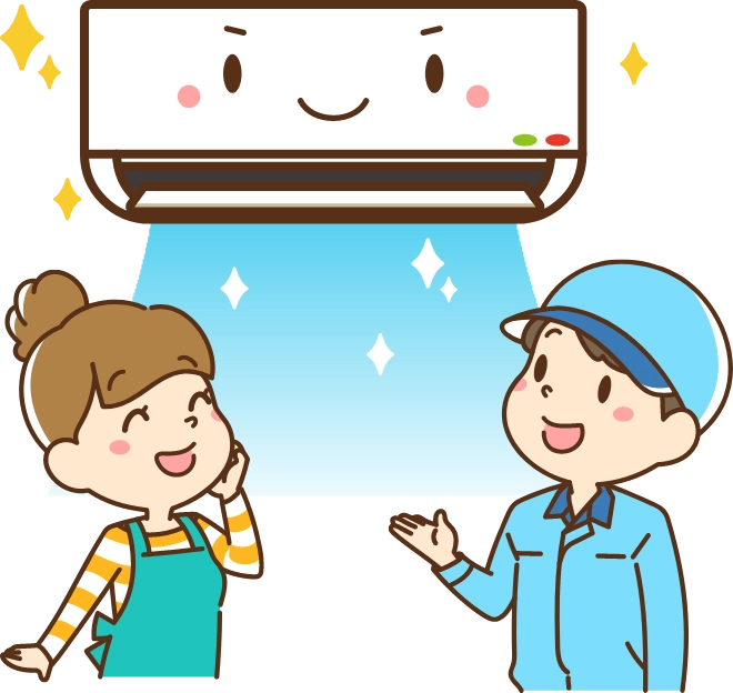 家庭用エアコン掃除に満足している女性